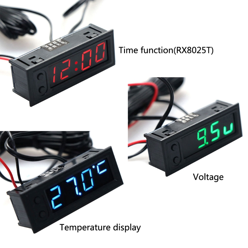 2019 New DIY Multifunction Clock Car Temperature Battery Voltage Monitor Voltmeter DC 12V Measurement Analysis Instruments