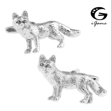 iGame Fox Cuff Links Silver Color Brass Material Novelty Animal Design Free Shipping