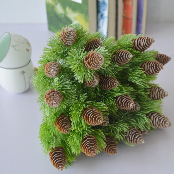 7 Branches Pine Nuts Cones Artificial Plastic Pine Fake Plants Tree For New Year Wedding Party Decoration Faux Grass JH97