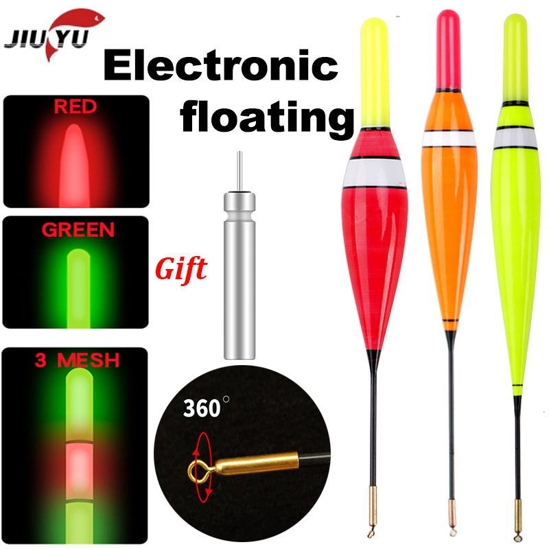 JiuYu LED Winter Fishing Float Set Electric Light Deep Water Tackle 2020 Ocean Boat De Pesca Free Battery CR425 Glow Stick Carp