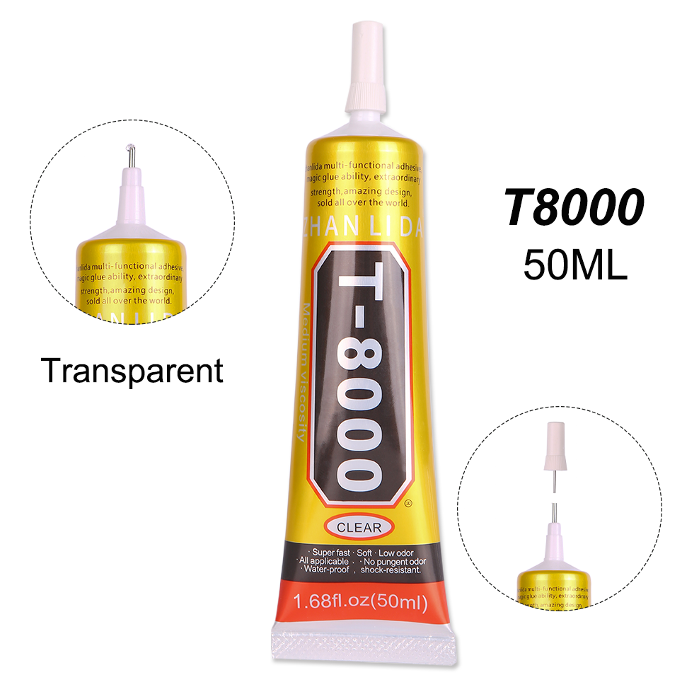 Waterproof Universal 50ML T8000 Liquid Glue T-8000 Phone Touch Screen Textile lcd Wood Epoxy Resin Glass Adhesive UV Transparent