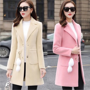 New 2020 Blends Woolens Overcoat Female Coat Autumn Winter Coats And Jackets Women Plus size Coat Women's Wool Coats Long Tops