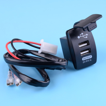 DWCX Car 5V 2 Pins Dual USB Charger Blue LED Backlit Rocker Switch 12V-24V Waterproof UTV Boat