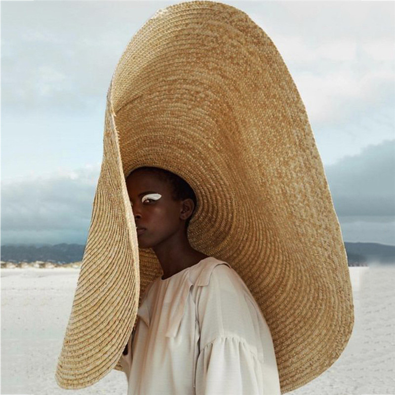 Woman Fashion Large Sun Hat Beach Anti-UV Sun Protection Foldable Straw Cap Cover Oversized collapsible sunshade beach straw hat