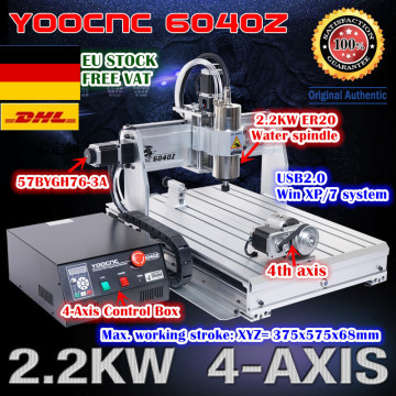 [EU Free Tax] 4 Axis USB Port 6040 2.2KW 2200W Water Cooled Spindle Motor USB Mach3 CNC Router Engraving Milling Machine 220V