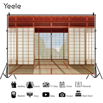Yeele Wooden Door Window Frame Interior Building Scene Portrait Photo Background Japanese Photographic Backdrop For Photo Studio