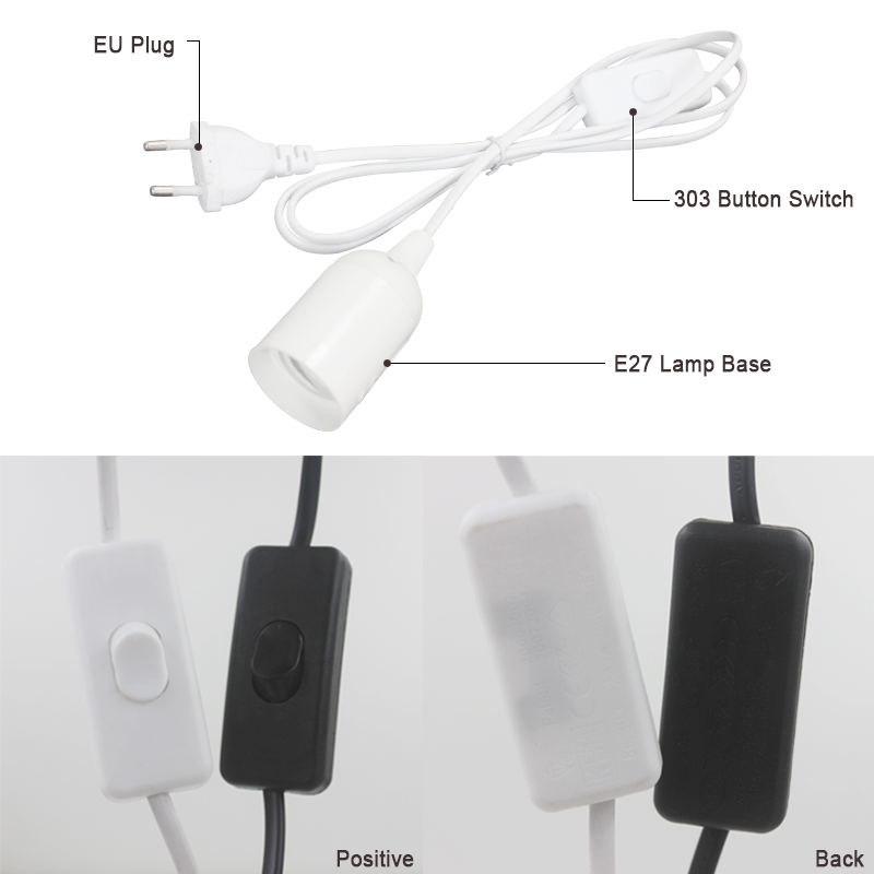 E27 Lamp Bases Pendant Lights 1.8m Power Cord Cable EU/US Plug Hanging Lamp Adapter With Switch Wire For Pendant E27 Socket Hold