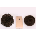 100% Human Hair Bun Extensions Drawstring Chignons Hair Piece Wig Wavy Curly Messy Hairpiece Non-remy Brazilian Brown Color