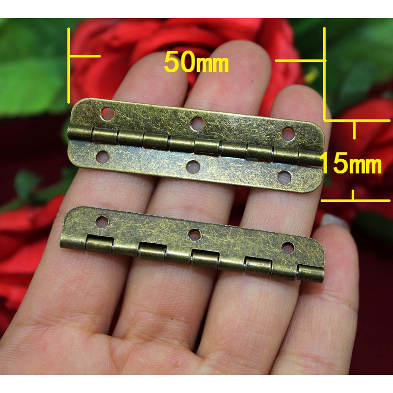 Metal Cabinet Door Luggage Long Hinge,6 Holes Decor,Furniture Decoration,Antique Vintage Old Style,Bronze Tone,50*15mm,20Pcs