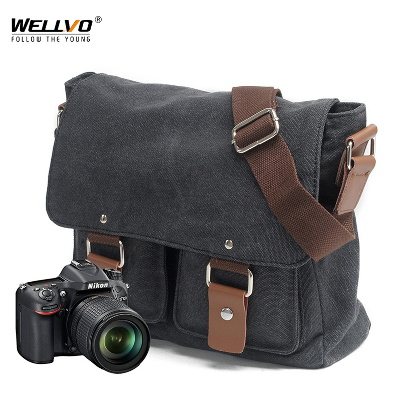 Professional DSLR Canvas Camera Bag Photography Travel Photo Bag Classic Single Shoulder Bags Vintage Men Messenger Bag XA255ZC