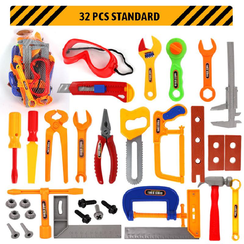 Pretend Play Toy Simulation Toolbox Toy Set Maintenance Tools 32 Piece Caliper Tweezers Small Hammer Diy Boy Tool Toys