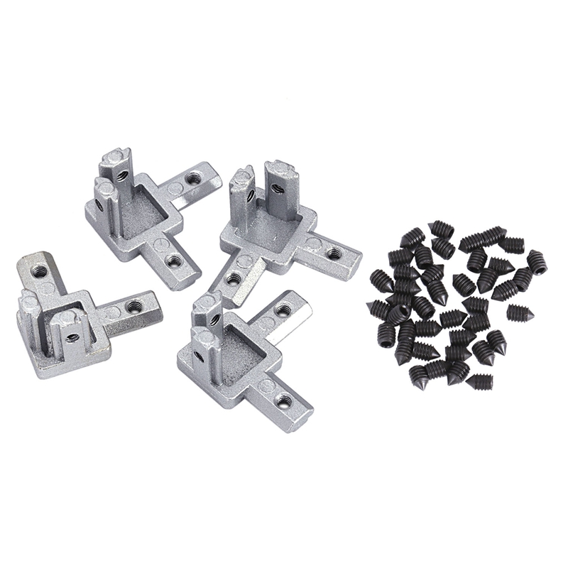 3-Way End Corner Bracket Connector for T slot Aluminum Extrusion Profile (Pack of 4, with screws)