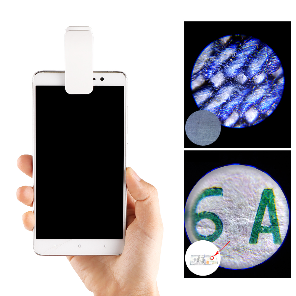 POWSTRO Universal 3-LED Mobile Phone Microscope Macro Lens 60X Optical Zoom Magnifier Micro Camera Clip LED Lenses For iPhone