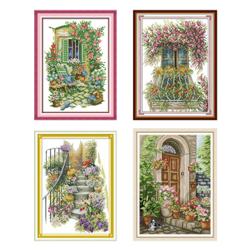 Joy Sunday Landscape Patterns Printed Cross Stitch Kits DMC Threads 11ct 14ct Aida Canvas Embroidery Fabric for Cross Stitching