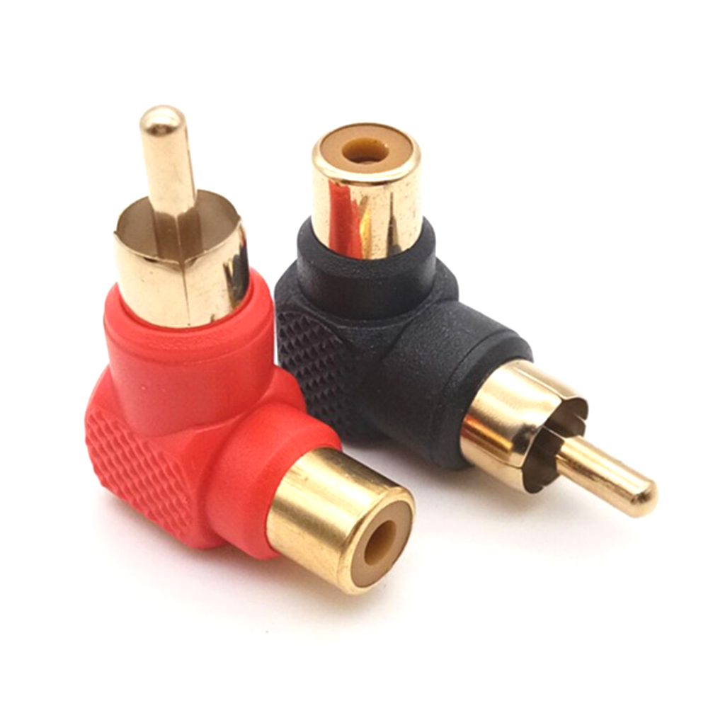 10PCS 90 Black Red Degree RCA Right Angle Male To Female Plug Adapters Audio Adapter Connector