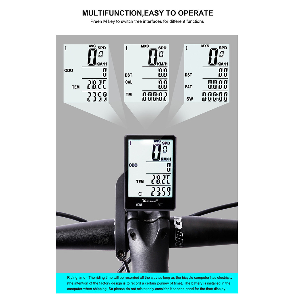 Mountain Road Bicycle Wireless Code Table Large Screen Waterproof Speedometer Large Screen Bicycle Computer for Cycling P804