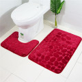2Pcs Anti-Slip Bath Mat Bathroom Carpet Rug Set Flannel Kitchen Bath Mat Carpet Bathroom Toilet Rug Washable Restroom Carpet