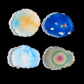 4pcs Large Irregular Wave Round Coaster Mold Cup Mat Silicone Resin Mold Epoxy Resin Cement Casting Jewelry DIY Making Art Tools