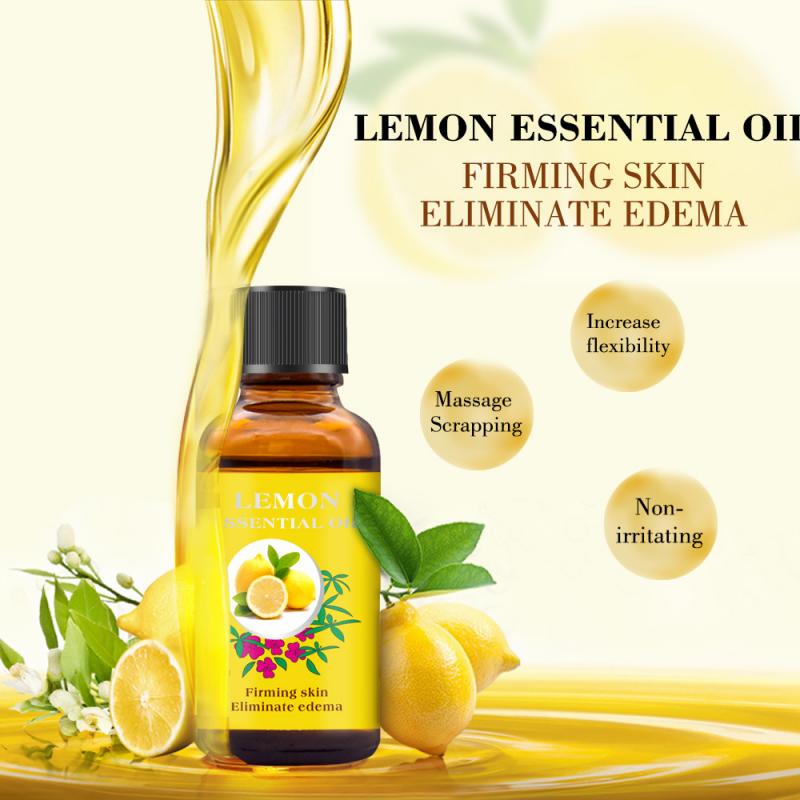 Pure Plant Lemon Massage Essential Oil Body Heat Can Be Scraped Gua Sha Therapy SPA Relax Whitening Moisturizing Skin Care TSLM2