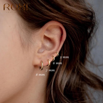 ROXI Vintage Glossy Geometry Round Circle 925 Sterling Silver Earrings for Women Kolczyki Damskie Hoop Earring Pendientes Mujer