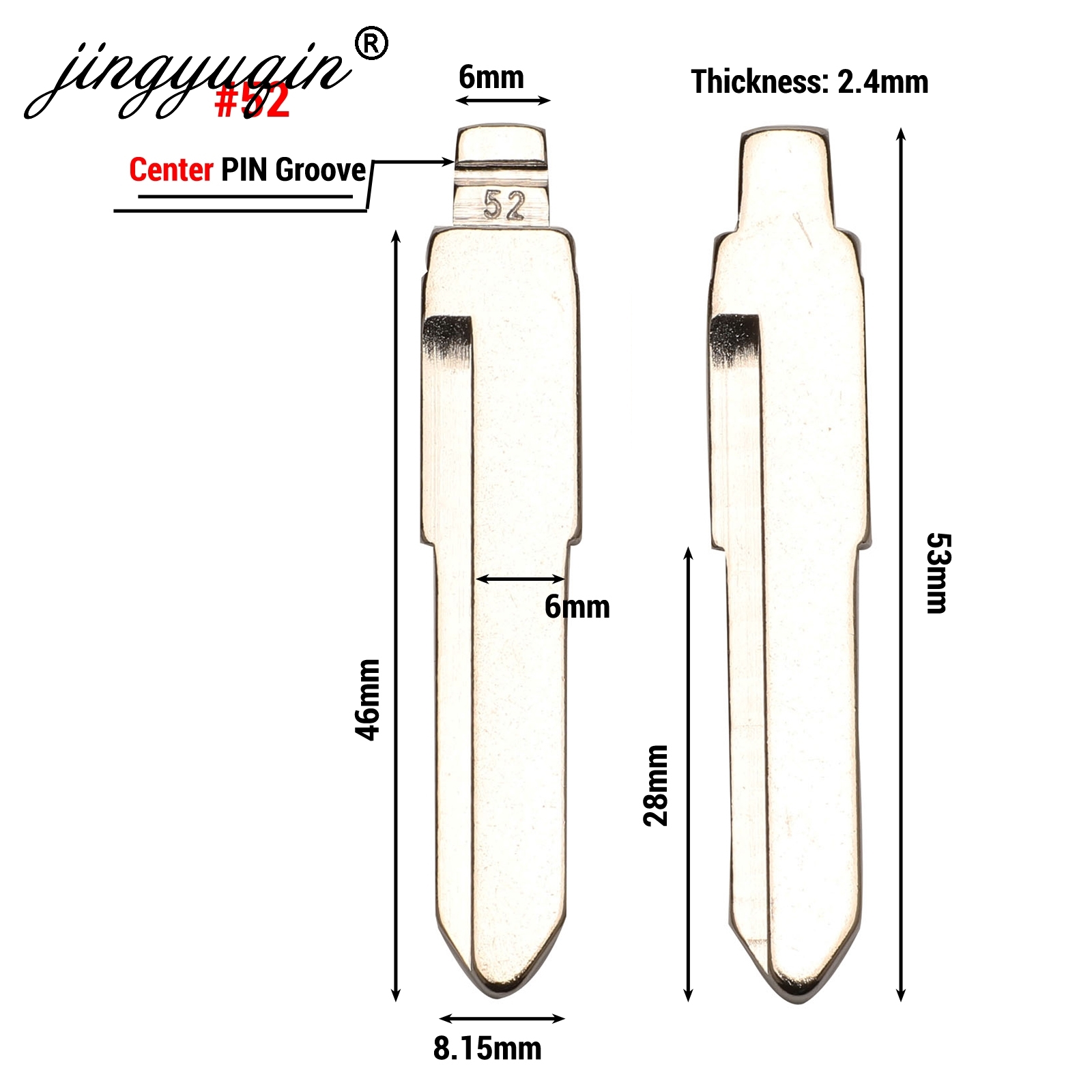 jingyuqin #52 07# Folding Flip Uncut Key Blade Blank for Suzuki Swift Isuzu No.52 Replacement