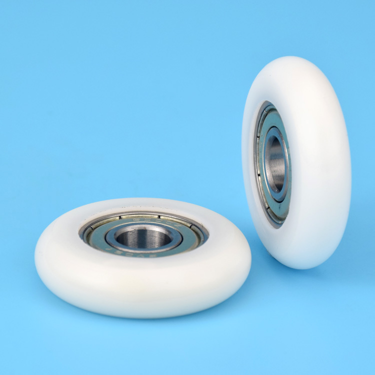 5pcs 10x40x10mm Nylon round type roller cam wheel white color POM delrin wrapped 6000ZZ bearing pulley plastic wheel