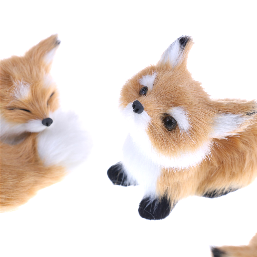 Simulation brown fox toy furs squatting fox model home decoration Animals World with Static Action Figures Toys Gift for Kids