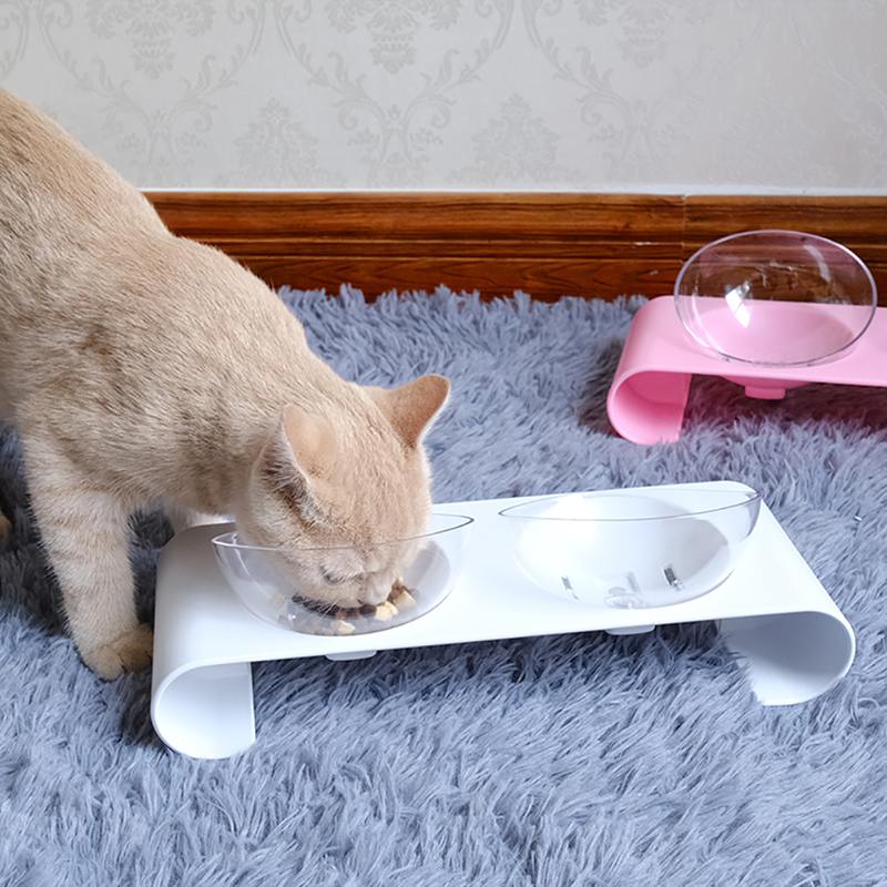Cat Double Bowl Non-slip Cat Bowls Pet Food And Water Bowls For Cats Dogs Protection Cervical Feeders Pet Supplies