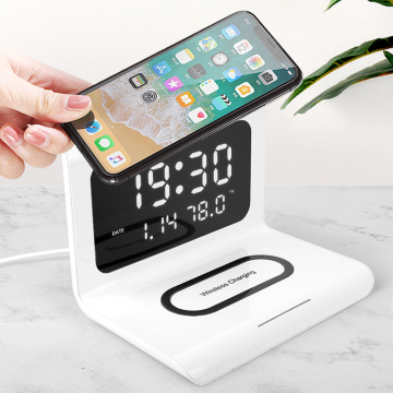 New 3 In 1 Qi Fast Wireless Charger Dock Station Clock Function Desk Fast Charging For IPhone XR XS Max 11 For Samsung S10 S20