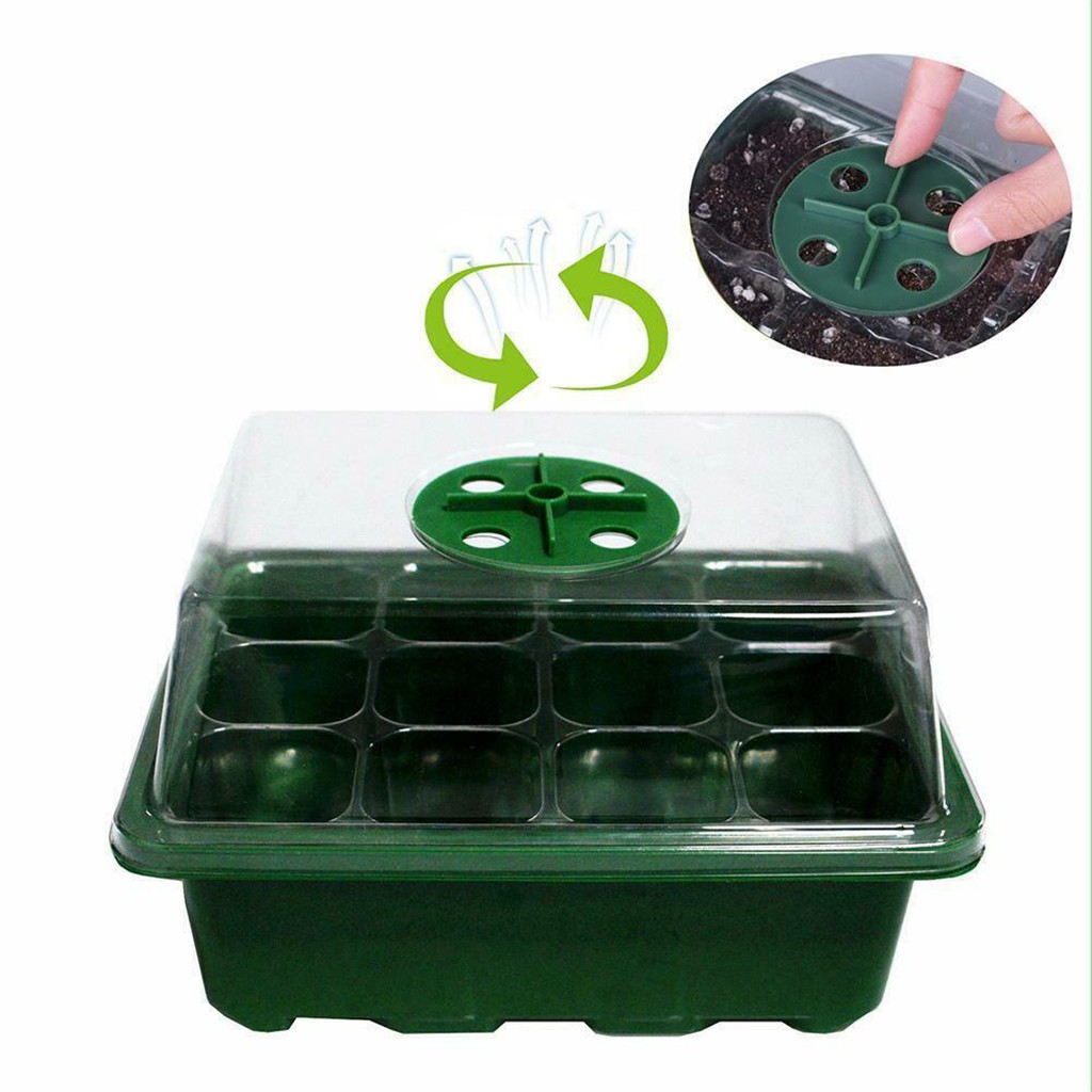 12 Holes Plastic Nursery Pots Plant Germination Tray Planter Flower Pot With Lids Hydroponic Seeds Grow Box Seedling Tray#50