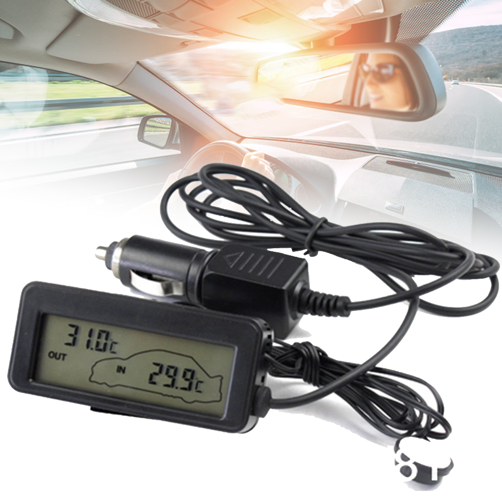 12V Monitor Electronic Auto Exterior Cable Sensor Interior Car Thermometer Mini LCD Display Vehicles Accessories Meter Measuring