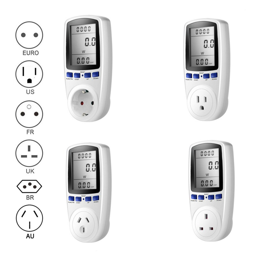 EU US UK Plug Socket Digital Voltage Wattmeter Power Consumption Watt Energy Meter KWh AC 230V 120V Electricity Analyzer Monitor