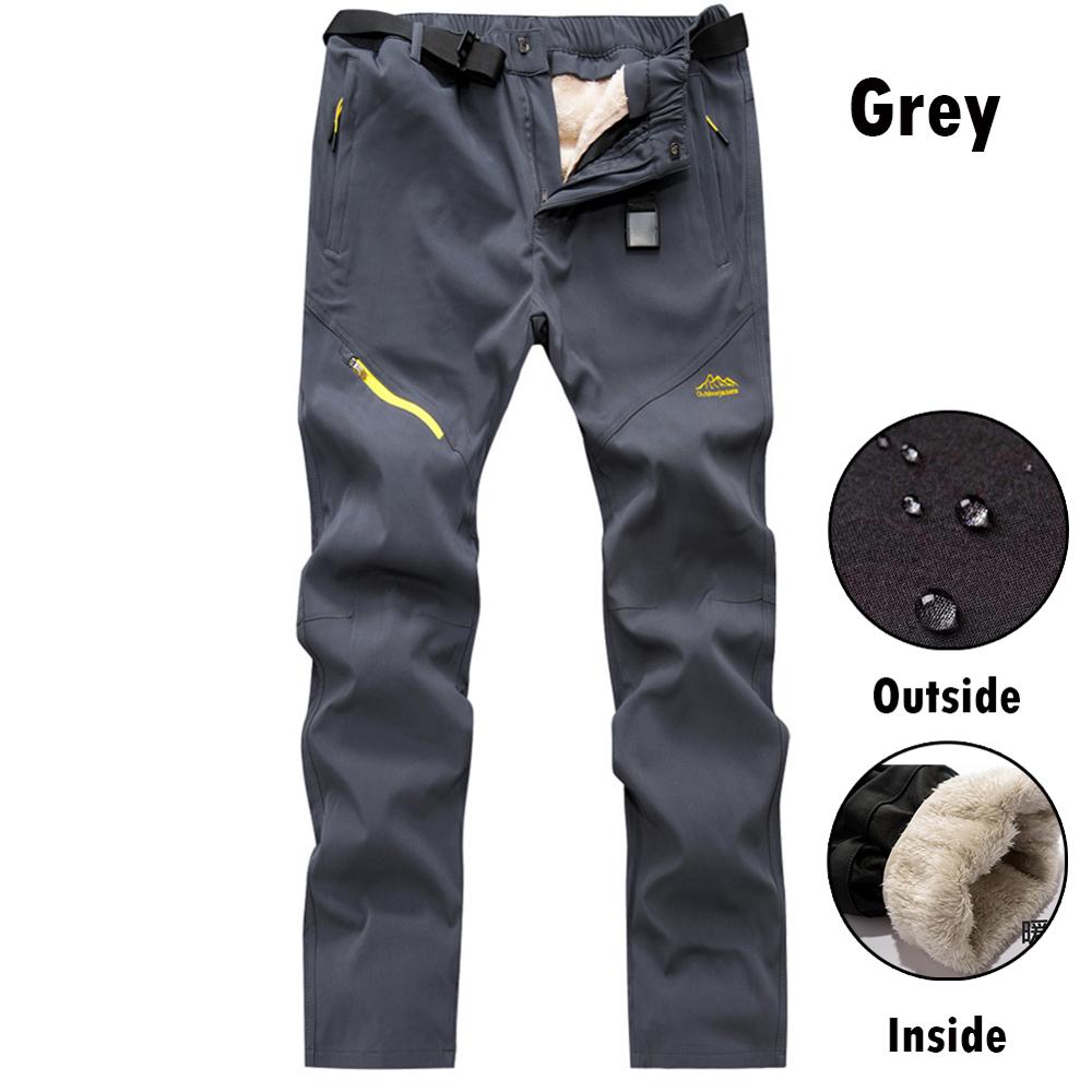 Men's Winter Outdoor Pants Tactical Waterproof Trousers Thick Warm Trekking Camping Pants Removable Fur Lined Velvet Inside 4XL