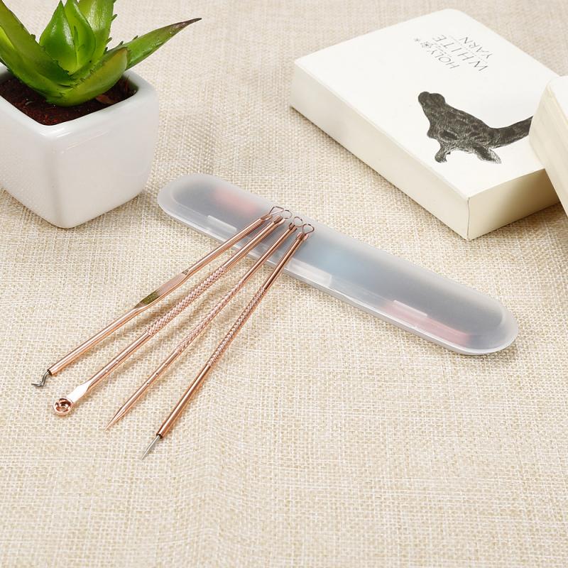 4pcs Acne Blackhead Removal Needles Carbon Stainless Steel Pimple Spot Comedone Extractor Beauty Face Clean Pore Care Tools