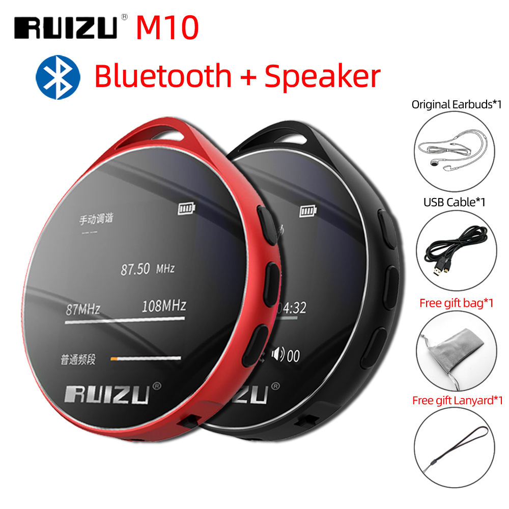 RUIZU M10 Bluetooth MP3 Player 8GB 16GB Portable Audio Walkman With Built in Speaker FM Radio EBook recording MP3 Music Player
