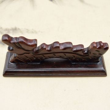 Chinese Wooden Paint Brush Pen Holder Stand Dragon Carved Style