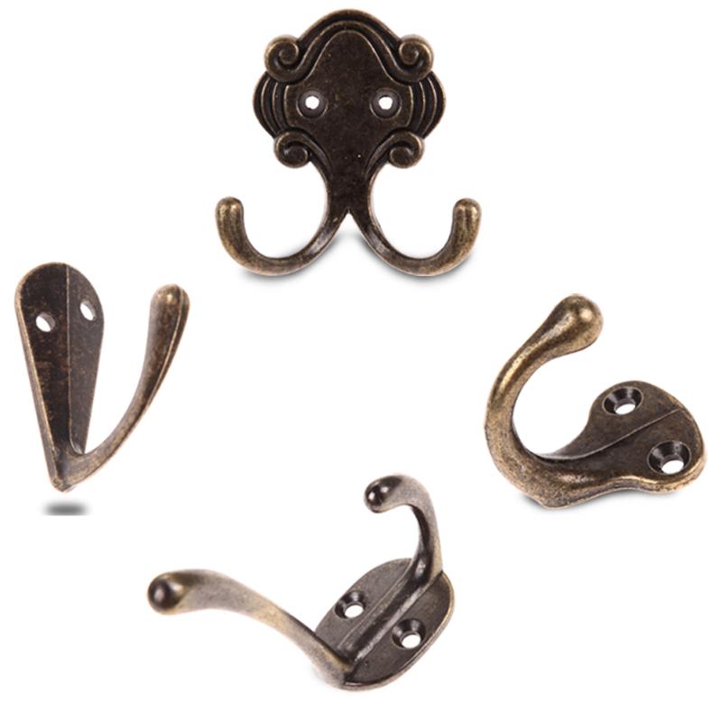 Antique Zinc Alloy Door Vintage Hooks for Clothes Coat Hat Bag Single Double Hanger Hook Bathroom Wall Hooks