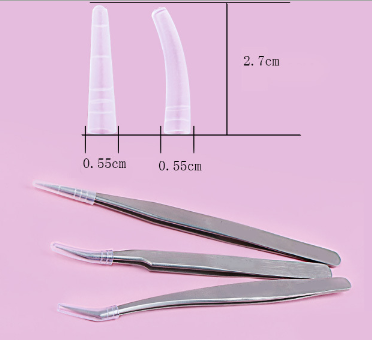 10/50pcs Plastic Protective Cover Grafting Eyelashes Tweezers Silicone Covers Tips Tweezers Protect Cases Eyelashes Tools