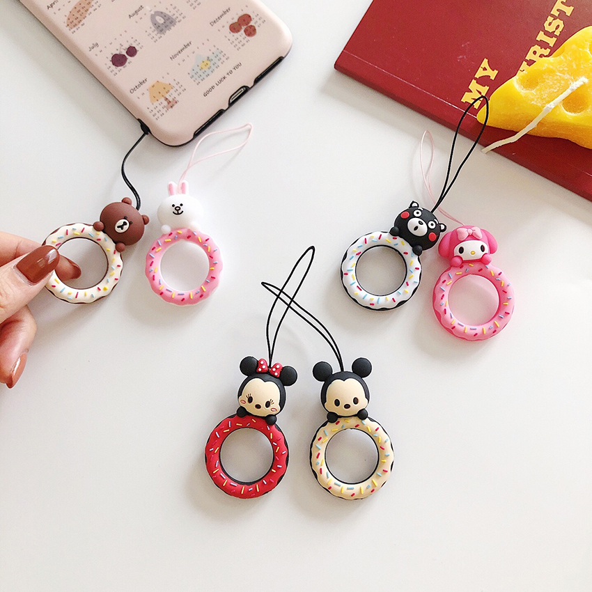 Universal PVC Cute Cartoon Anti-lost Finger Ring Lanyard With Elastic Mobile Phone Strap For Phone Case Mobile Phone Accessories