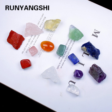 Runyangshi 2 styles 14pcs Natural crystal raw stone seven chakra Therapy Stone Health crystal quartz collection gift