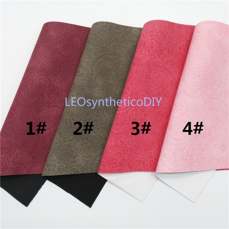 1PC 21X29CM Flowers Embossed Faux Leather Fabric, Synthetic Leather Fabric Sheets,Leather For Making Bows LEOsyntheticoDIY S141E