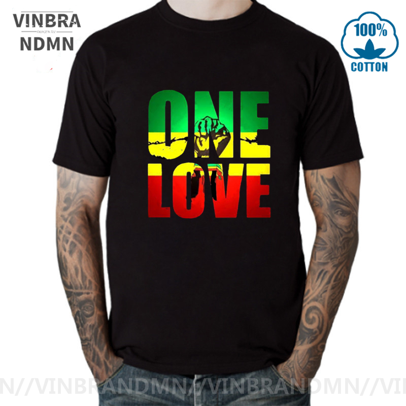 Vinbrandmn RASTA ONE LOVE CITY Tshirt men Rastafari Lion King T-shirt Jamaica Flag The Best of Red Yellow & Green Design Top Tee