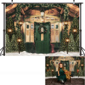 Christmas Window Photography Backdrop Photocall Fireplace Winter Snow Photo Background Christmas Trees Children Portrait Props