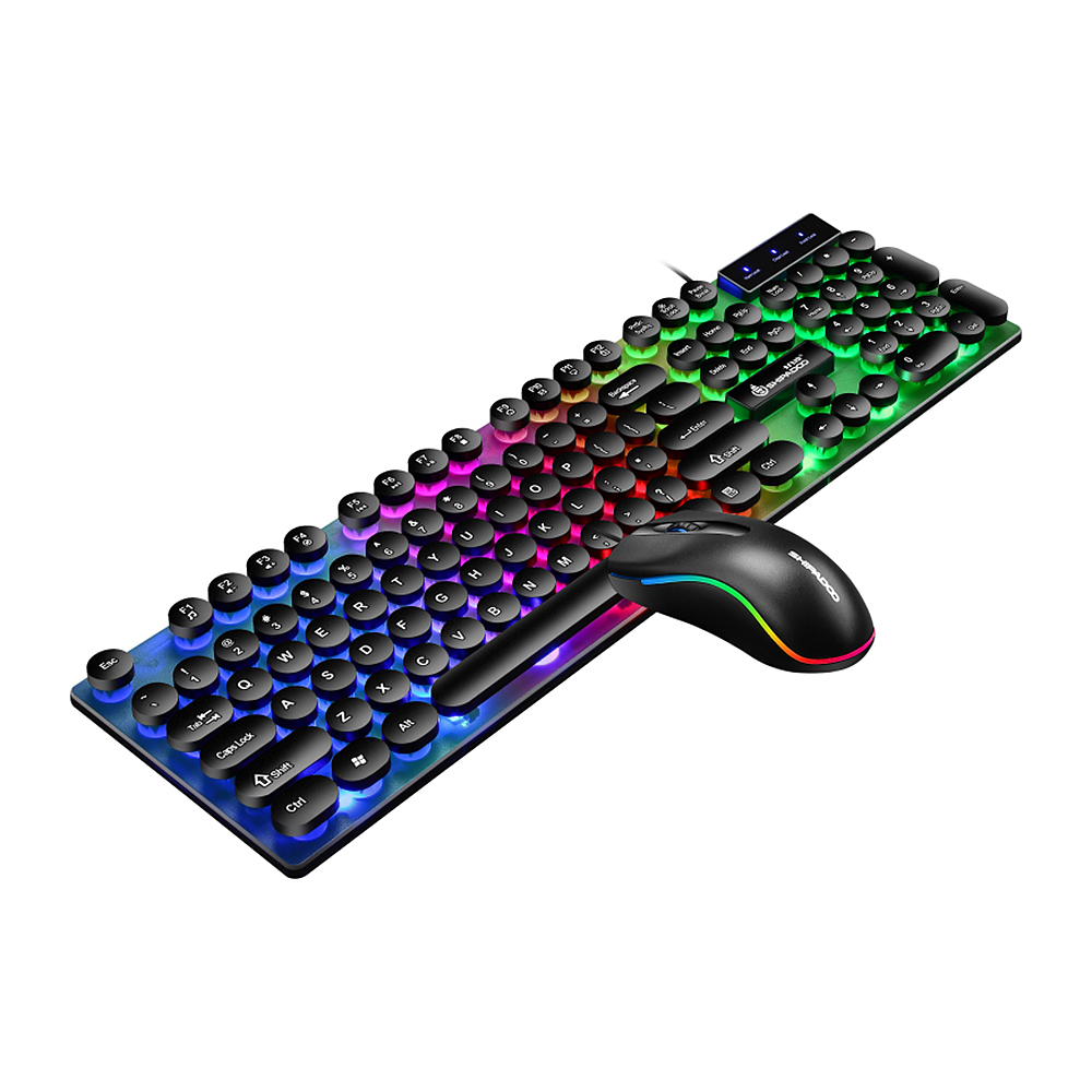 Wired Colorful 3D Mouse Keyboard and Mouse Combo with Wired 104 Keys Backlight Punk Keyboard for Laptop/PC