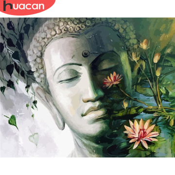 HUACAN Paint By Number Buddha Hand Painted Painting Art Drawing On Canvas Gift DIY Pictures By Numbers Portrait Kits Home Decor