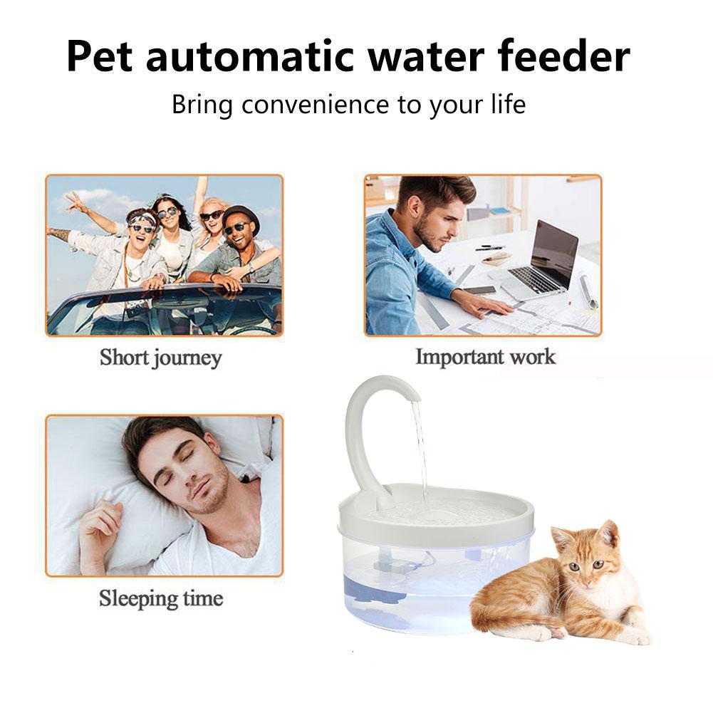 2L USB Pet Water Fountain Cat Water Dispenser Automatic Drinking Fountain with LED Light for Cats Dogs Swan Neck Shaped Pet