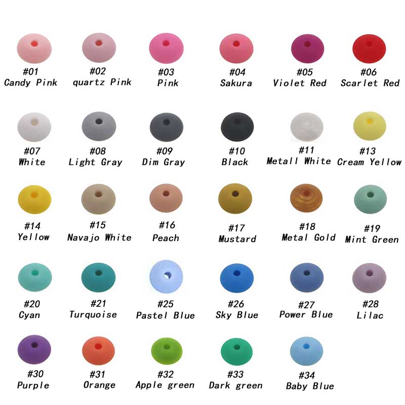 Kovict 50Pcs/lot Baby Lentils Beads Silicone Beads Abacus Lentils 12mm Baby Teether DIY Pacifier Chain Clip