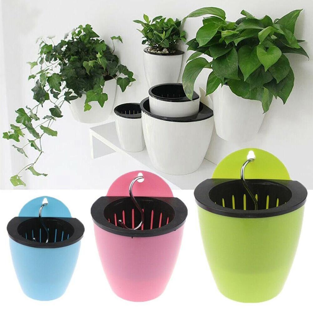 Self Watering Flower Pot Wall Hanging Resin Plastic Planter Durable For Garden Balcony Hanging Plants Pot Self Watering Planter