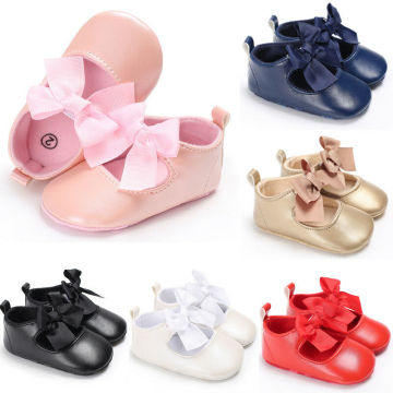 Newborn Toddler Baby Crib Shoes Princess Bow Children Kids Girl Dress Shoes Flats Wedding Party 0-24M