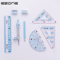 EZONE Drawing Compasses Candy Color Drafting Tools Math Compasses Set With Pencil/Ruler/Eraser/Sharpener School Office Supply